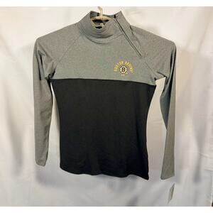 Boston Bruins NHL Youth M 8/10 Quarter Zip Pullover Gray Black Fan Gear